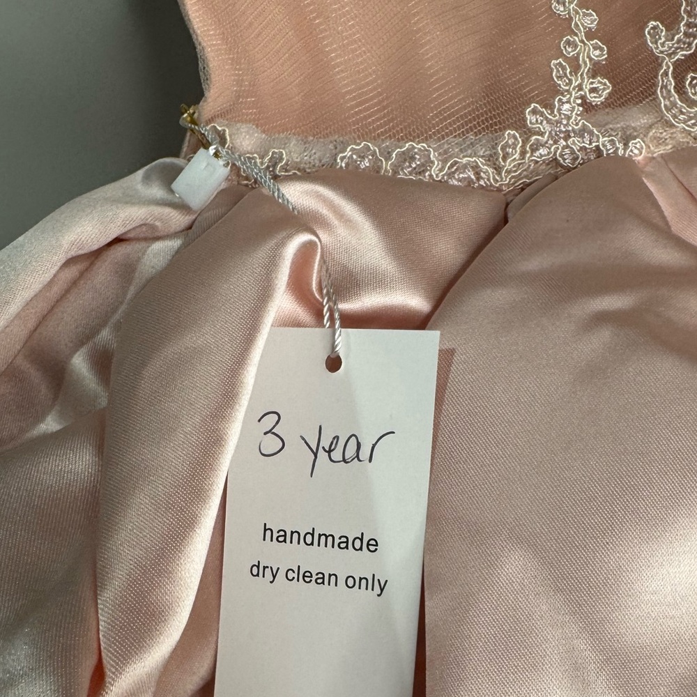 Handmade Elegant Pink Ruffled Baby Dress - Picture 5 of 5